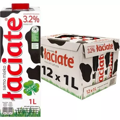 12 X Mlekpol Laciate 1L UHT 3.2% Fat Polish Milk (Pack Of 12) • £24.99