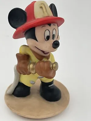 Disney Ceramic 4  Figure MICKEY MOUSE Porcelain Fireman Firefighter SRI LANKA • $11.99