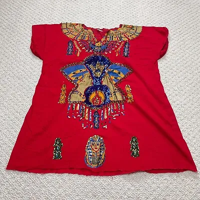 Arabic Brand African Dashiki Red Mens Large Shirt Womens Dress Egyptian Pharoah • $14.99