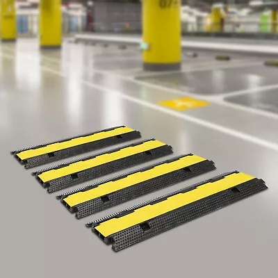 4 Pack 40'' Rubber Speed Bump 2 Channel Load Heavy Duty Cable Protector Ramp 10T • £72.69