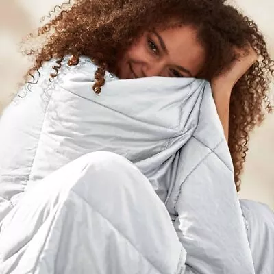 Weighted Blanket King Size Kally Sleep 6.8kg White Blue Cotton Breathable • £39.88