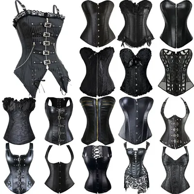 £25.79 • Buy UK Black Corset Top Bustiers Shaper Vest Waist Trainer Sexy Goth Basques Cincher