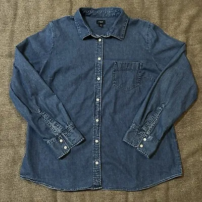 J.CREW Chambray Shirt Men's Blue XL Extra Large Button Up Long Sleeve Pockets • $16.99