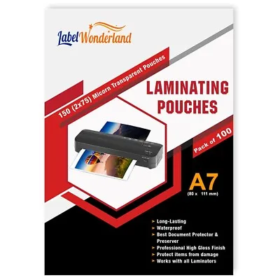 100 Laminating Pouches Premium Laminator Sheets Sleeves Pockets A7 - 80 X 111mm • £5.69