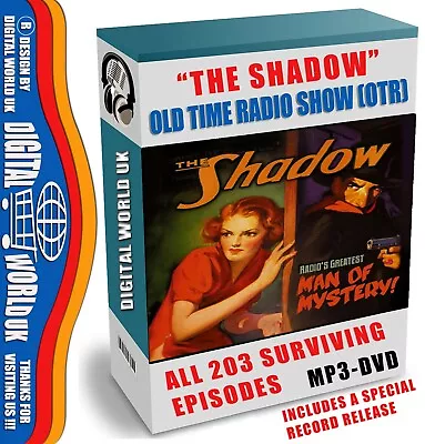 The Shadow Classic Old Time Radio Show OTR All 203 Surviving Episodes MP3 DVD • £5.99