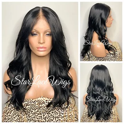 Lace Front Wig Long Wavy Dark Brown #2 Middle Part Heat Safe Glueless Layers • $76.65