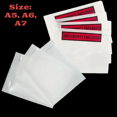 Document Enclosed Pouches Wallets A7 A6 A5 Plain/Printed Clear Adhesive • £3.19