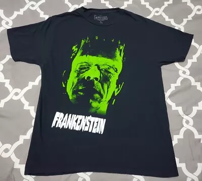 Men's Universal Monsters FRANKENSTEIN Head Black T-Shirt L Large Halloween • $14