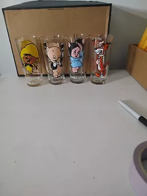 Vintage 1973 Looney Tunes Glasses Set Of 4 Pepsi Warner Bros Speedy And Porky • $39.99