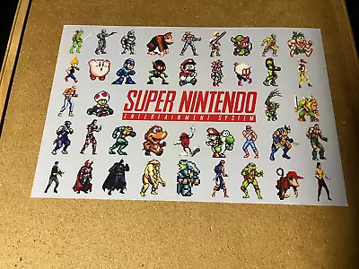 SNES Super Nintendo Video Game Characters Art Poster Mario Mega Man - 12 X18  • $8.99