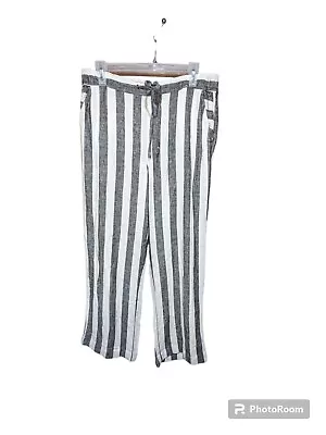 Vince Camuto Drawstring Wide Leg Cabana Stripe Pants Size Medium  • $19.88