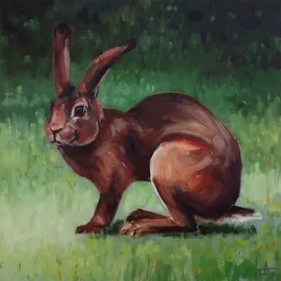 Original Painting On Canvas Rabbit 30x30 Cm Animal Painting • $171.15