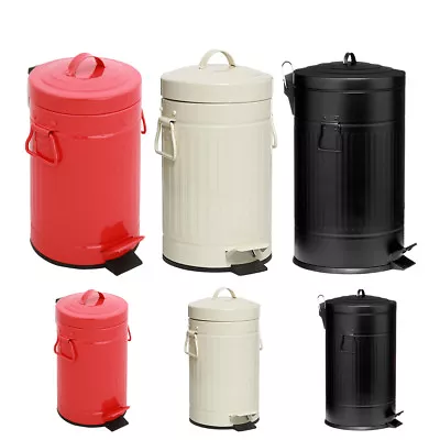 £39.85 • Buy 3 / 30 Ltr American Style Retro Pedal Bin Kitchen Bathroom Us Rubbish Waste Bin
