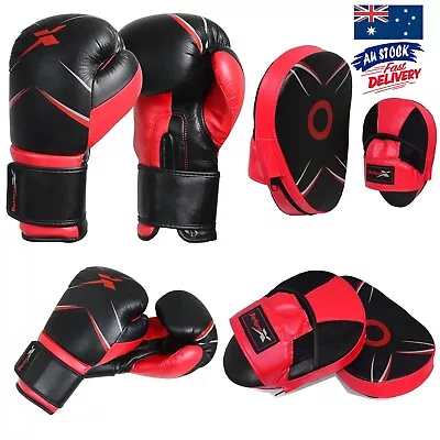 Boxing Gloves MMA Fight Punching Speed Fighter Focus Pads Gym Training Set 12oz • $39.14