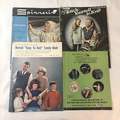 Vintage Knitting Pattern Books Mixed Lot Of 4 Spinnerin Bernat Family Clothing • $11.98