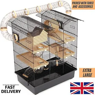 Hamster Cage W/ Wheel Pet Play Exercise 3 Tiers Mouse Rodents For Small Animals • £69.75