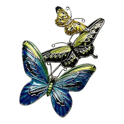Tropical Butterflies Brooch Sterling Silver Plated Enamel Pin Zarah Zarlite • $49.99