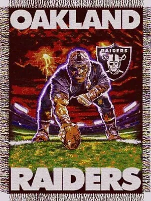 Vintage Oakland Raiders NFL 48x60 3 Point Stance Throw Blanket • $39.99