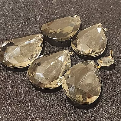 Set Of (5) Vintage Antique Dark Teardrop Faceted Crystal Chandelier Prisms 2  • $10