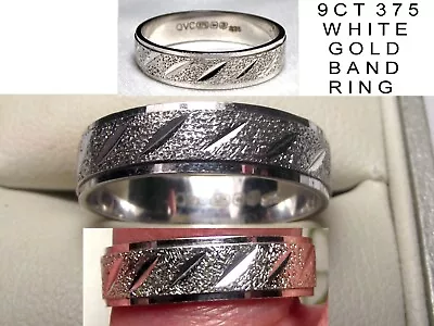  Vintage  9CT (375) White Gold  Shimmer/Diamond Cut  Band Ring * Approx 3GMS * • £85