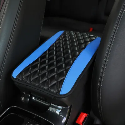 Blue PU Leather Car Armrest Pad Cover Center Console Box Cushion Mat Accessories • $13.52