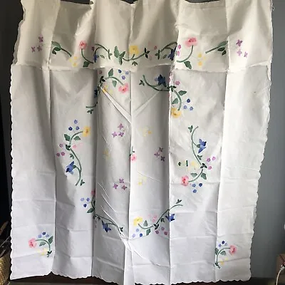 Imperial Elegance Cotton White Shower Curtain Applique Flowers Peking 72  • £14.45