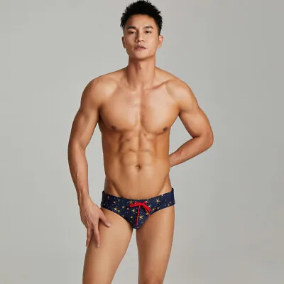 Men's Sexy Low Rise Bikini Swimwear Star Drawstring Beachwear Swim Briefs Nylon • $12.59