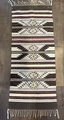 Native American Navajo Indian South West Wool Handmade Vintage Rug 26.5”x6’ • $169.95