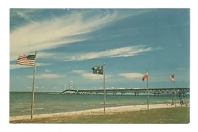 Fort Michilimackinac Mackinac Bridge Michigan Vintage Postcard EB206 • $1