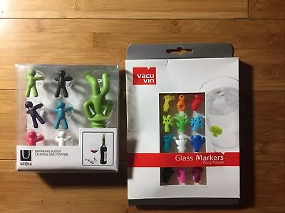 $19.95 • Buy Lot Of Umbra Drinking Buddy Wine Bottle Charms & Topper Set & VV Glass Markers