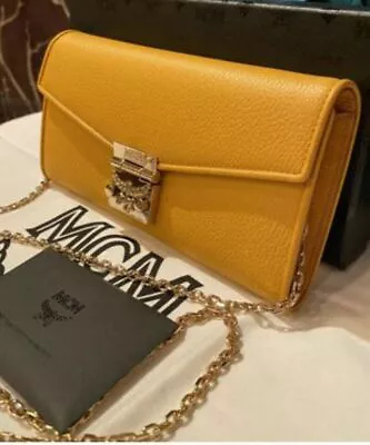 Authentic MCM Patricia Golden Mango Clutch Bag Wallet On The Chain CrossBody NWT • $424.99