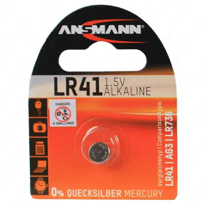 Ansmann LR41 Alkaline Button Cell Battery Replaces 192 AG3 L736 LR41 V3GA • $13.99