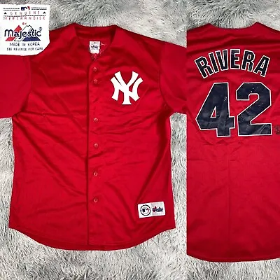 Vintage Majestic New York YANKEES Mariano RIVERA Alternate Red Baseball Jersey L • $65