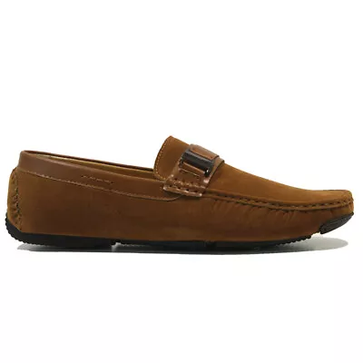 Mens Faux Leather Slip On Loafers Casual Driving Moccasin Boat Deck Shoes Size • £17.95