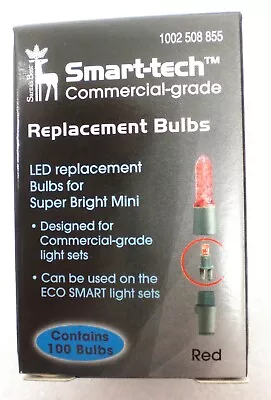 Santa's Best Smart-Tech ECO Smart 100ct 7mm LED Bulbs RED   997009HO  #55 • $17.99