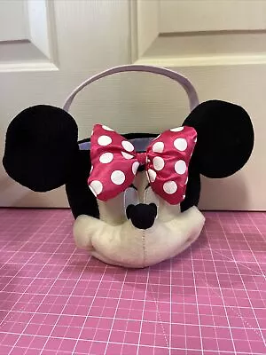 Disney Small Minnie Mouse Head Plush Basket Easter Halloween Pail 5” • $7.99