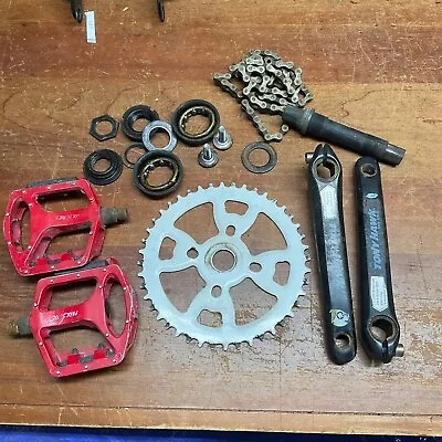 Tony Hawk BMX Parts 3PC Piece Sprocket Bottom Bracket Pedal Crankset Black Red • $35