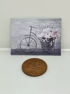 £1.99 • Buy Handmade Miniature Dolls House Accessory Canvas Style Picture Vintage Bike Roses