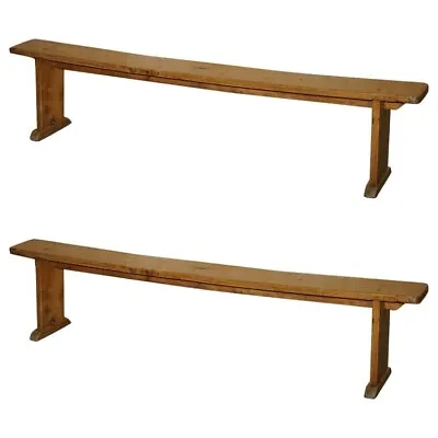 Pair Of Victorian English Oak Antique Lightly Burred Dining Table Bench Pew Seat • £1950