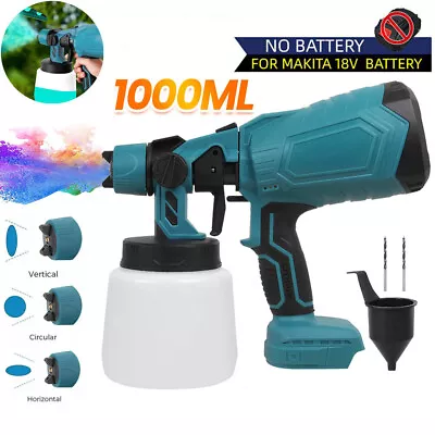 Spray Gun Cordless Fence Wall Paint Spray Electric Airless HVLP For Makita-18V • £18.99