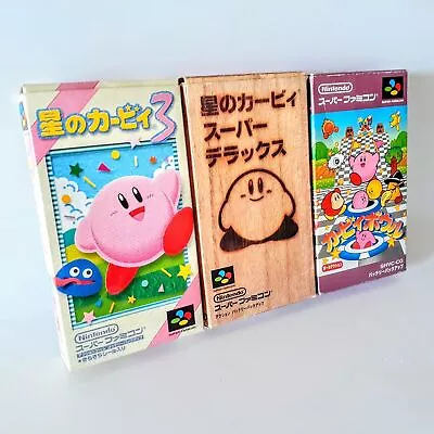 Lot 3 Kirby's Dream Land 3+Super Deluxe+Kirby Bowl W/Box Manual SFC JP NTSC-J • $147.98