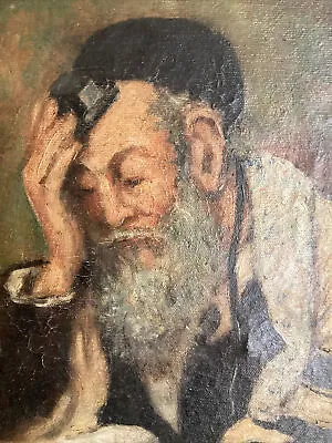 Listed Samuel Jafnel Russian 1887-1964) Judaica Painting Portrait Rabbi Reading • $500