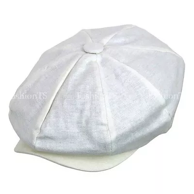 Fashion Men's Linen 8 Panel Applejack Gatsby Newsboy Ivy Hat Spring Summer Golf • $14.99