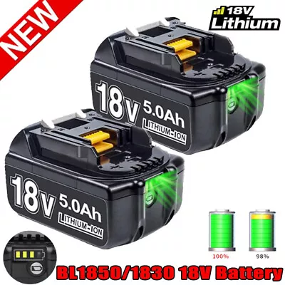 2x 18V For Makita BL1830/1850 Battery 5.0AH BL1860B LXT Li-Ion Cordless Battery • £30.98