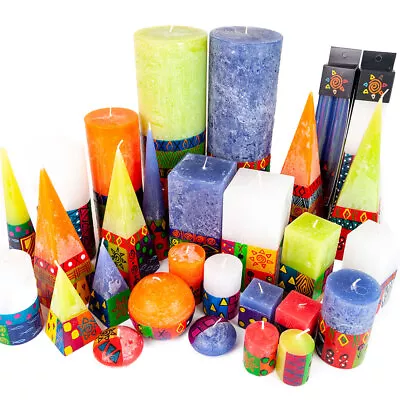 Kapula Fair Trade  Hand Painted Candles - Frosted Multi-coloured Ethnic Design • £6.95