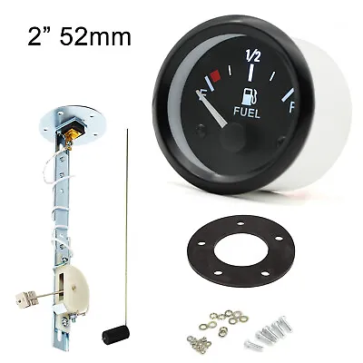 2  52mm Universal Fuel Level Gauge LED E-1/2-F With Fuel Level Sending Unit H4W2 • $17.99