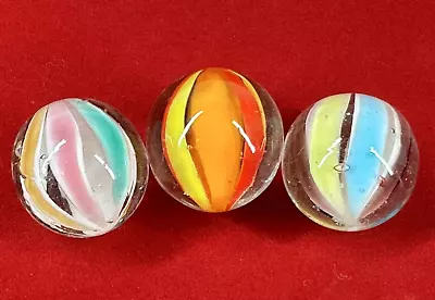 3 BEACH BALL 22mm (7/8 ) Red Yellow Orange Blue Handmade Art ReGlass Marbles • $14.95