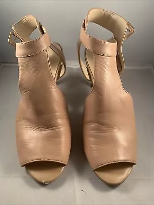 Nine West Toupe Tan High Heels Pumps Size 9M Peep Toe Buckle • $16