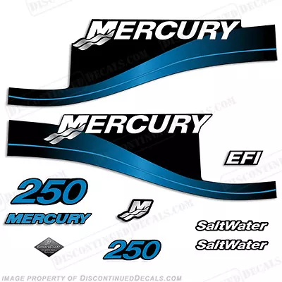 Fits Mercury 250hp Saltwater Series Outboard Decal Kit 1999- 2004 - Blue • $94.95