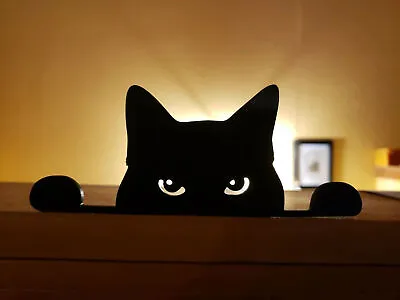 Black Peeking Cat For Car Bumper Window Wall Vinyl Decal Sticker FREE SHIPPING! • $3.99